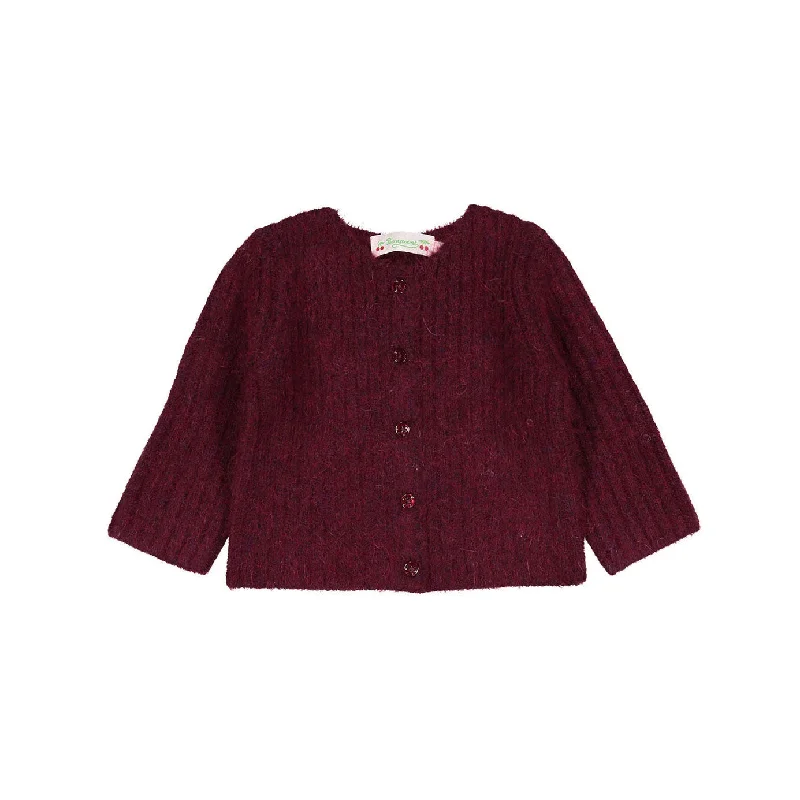 ---Bonpoint Bordeaux Ribbed Baby Tassia Cardigan